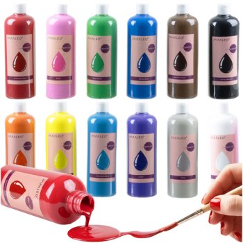 Guaša krāsu komplekts bērniem Maaleo 12 x 500 ml 26340