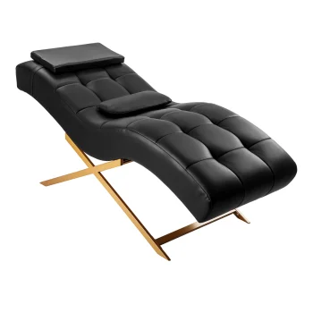 Кушетка для наращивания ресниц Sillon Alba, черная с золотым...