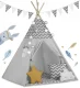 Telts Vigvams Spēļu Māja Bērniem ar Gaismas Virteni Nukido, Pelēka l Tepee Tent with Lights