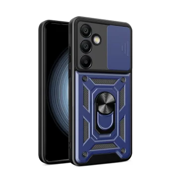 Hurtel Samsung Galaxy A56 vāciņš Hybrid Armor Camshield ar statīvu, zils