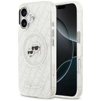 Чехол MagSafe для iPhone 17 Karl Lagerfeld IML с блёстками и логотипом Karl & Choupette...