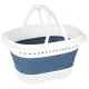 Collapsible Silicone Laundry Basket 32L, White/Blue