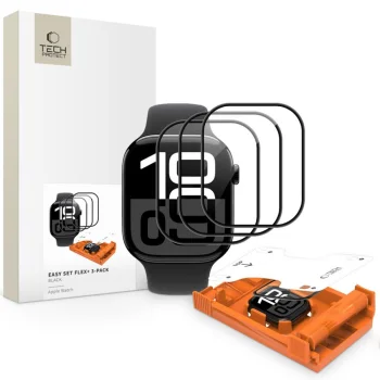 Aizsargstikls Tech-Protect Easy Set Flex+ Apple Watch 46mm, 3 gab., Black