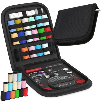 Travel Sewing Kit with Case, Needles, Threads and Accessories