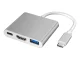 3-в-1 USB-C хаб с HDMI 4K и USB 3.0, белый и серебристый