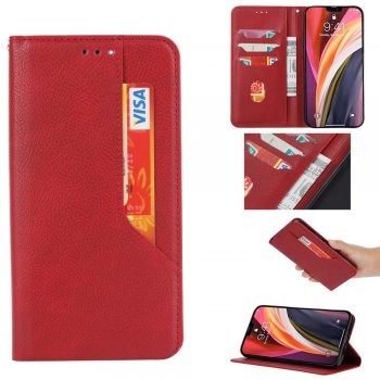 Samsung Galaxy Note 20 Ultra Auto-absorbed Leather Wallet Mobile Phone Shell Case Cover, Red | Vāks Maciņš Maks...