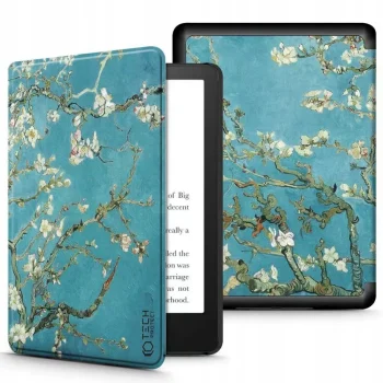 Tech-Protect SmartCase apvalks Kindle Paperwhite V / 5 Signature Edition - zils ar sakuras ziediem | case for blue with...