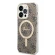 Apple iPhone 14 Pro Max 6.7\" Guess 4G Print MagSafe Case Cover (GUBPP14XH4EACSW) + Charger, Brown | Telefona Maciņš...