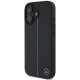 Mercedes iPhone 16 vāciņš Blue Line Leather MagSafe, melns