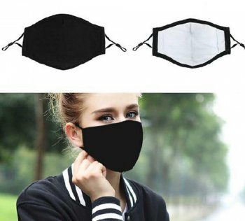 Kokvilnas tekstila sejas maska aizsargs aizsegs PM 2.5, Melns | Face Mask Protective Cover Shield