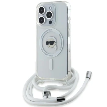 Karl Lagerfeld iPhone 15 Pro vāciņš Crossbody IML Karl Head MagSafe, caurspīdīgs