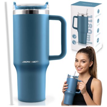 Berdsen vakuuma termokrūze ar salmiņu 1180 ml, tumši zila