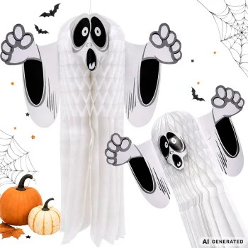 3D saliekams papīra spoks Halloween dekorācija, balts