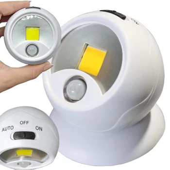 Bezvadu LED COB lampa ar kustības sensoru un magnētu, balta