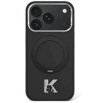 Karl Lagerfeld MagSafe vāciņš iPhone 17 Pro Max / 18 Pro Max ar gredzenu, melns
