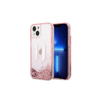 Karl Lagerfeld Liquid Glitter Big KL Case for iPhone 14 Pro Max, Pink