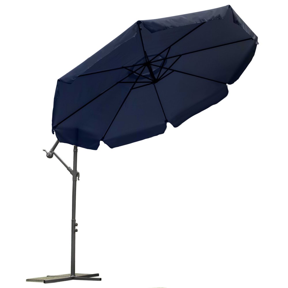 Salokāms Dārza Saulessargs Lietussargs 8 segmenti 350cm, Tumši zils | Folding Garden Umbrella (4)