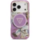 Чехол Guess IML Glitter Flowers Triangle MagSafe для iPhone 17 Pro / 18 Pro, фиолетовый