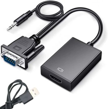 VGA uz HDMI adapteris Full HD 1080p ar 3.5mm audio un USB barošanu