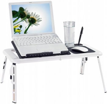Portatīvs Saliekams Datora Laptopa Grāmatas Galds Statīvs Paliktnis, Balts | Portable Laptop Desktop Table Book Stand