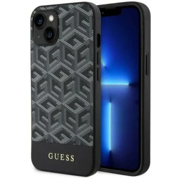 Guess iPhone 14 Plus vāciņš G Cube Stripes MagSafe, melns