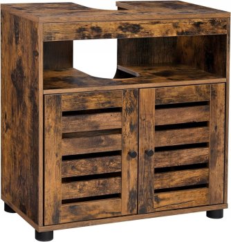 Vannas istabas skapītis zem izlietnes ar regulējamu plauktu, rustikāli brūns