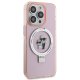 Karl Lagerfeld iPhone 15 Pro vāciņš Ring Stand Karl & Choupette MagSafe, rozā