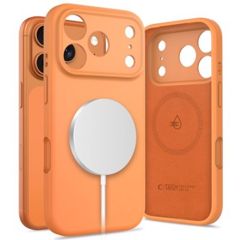 Tech-Protect silikona MagSafe vāciņš iPhone 17 Pro Max tālrunim – oranžs | Phone Case Cover