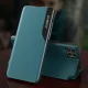 Atverams vāciņš Samsung Galaxy A22 4G Hurtel Eco Leather View Case ar statīvu, sarkans