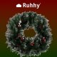Ruhhy 00022302 Christmas Wreath with Artificial Snow, 45 cm