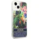 Чехол Guess Flower Liquid Glitter для iPhone 14 Plus, синий