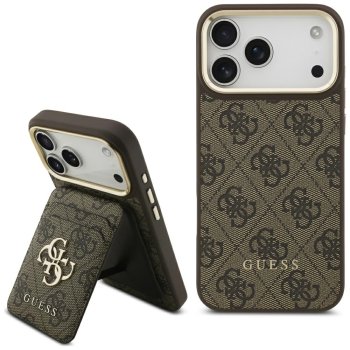 Guess 4G vāciņš ar MagSafe maku iPhone 17 Pro Max - brūns | Phone Case Cover