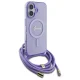 Guess iPhone 16 vāciņš Crossbody Cord Script MagSafe, violets