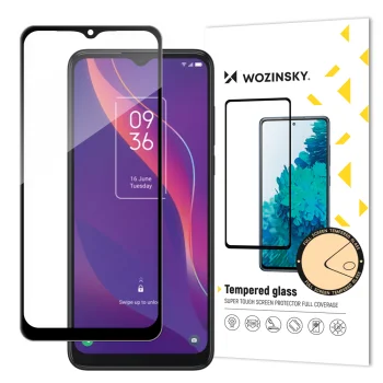 Wozinsky aizsargstikls TCL 306 viedtālrunim, Full Glue, 9H, ar rāmi, melns