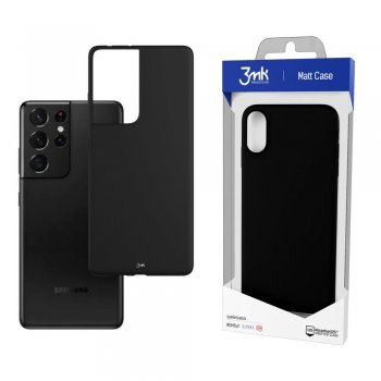 Samsung Galaxy S21 Ultra (SM-G998B) 3MK Matt Case Cover, Black | Matēts Telefona Maciņš Vāks Apvalks Bampers