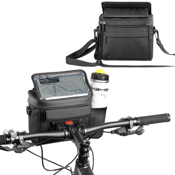 Ūdensizturīga velosipēda stūres soma ar telefona turētāju