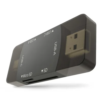 Newell OTG 4-in-1 3.0 Memory Card Reader and Hub, USB-A / USB-C, Graphite