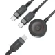 Кабель 3в1 Acefast C6-11 USB-C - 2x USB-C / Qi 100W 1.2м, черный