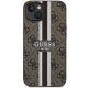 Guess iPhone 14 vāciņš 4G Printed Stripes MagSafe, brūns