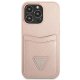 Guess Saffiano Triangle Logo Cardslot vāciņš iPhone 13 Pro, rozā