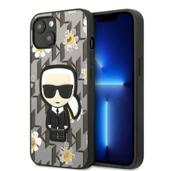 Karl Lagerfeld Flower Ikonik Karl vāciņš iPhone 13 mini - pelēks