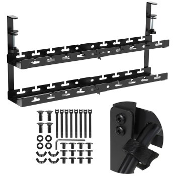 Maclean MC-102 B Under-Desk Cable Organizer, 2 Levels, Black