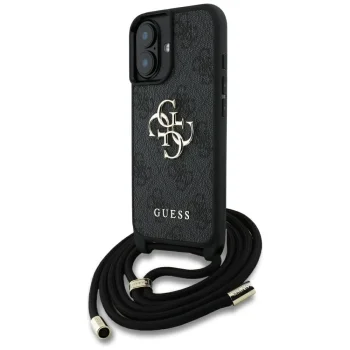 Чехол Guess 4G Big Logo Cord Strap Crossbody для iPhone 16 Plus Черный