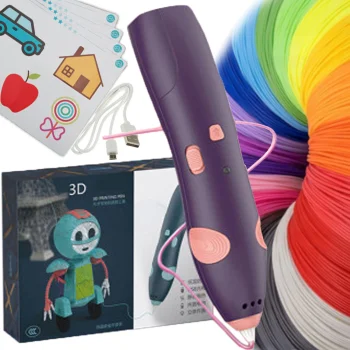 Bērnu 3D Pildspalva Zīmulis PCL Plastikātam Modelēšanai Zīmēšanai, Violets | 3D Pen Pencil Printer For Modeling...