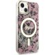 Guess iPhone 14 vāciņš Flower MagSafe, rozā