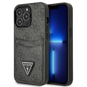 Guess 4G Triangle Logo Cardslot vāciņš iPhone 13 / 13 Pro, melns