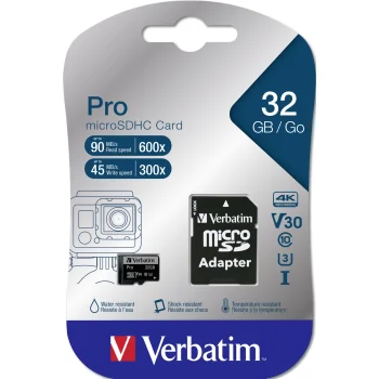 Verbatim Pro microSDHC 32 GB UHS-I U3 mälukaart SD-adapteriga