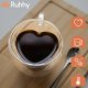 Ruhhy Heart-Shaped Double Wall Glass Mug 240ml Insulated Coffee Cup 26906