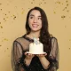 Свеча для торта Bakalu \"18\" с блестками, разноцветная