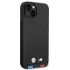 BMW iPhone 14 Plus vāciņš Leather Stamp Tricolor, melns